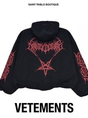Vetements Death Metal Cropped Oversized Hoodie